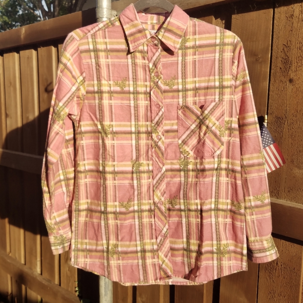 Haband Vintage Pink Flannel Floral Plaid